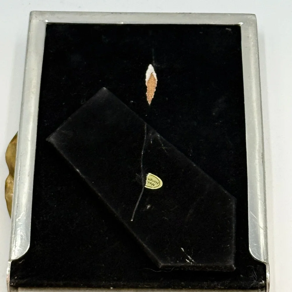 Vintage Silver Tone Calla Lily Picture Frame Oval Opening Mixed Metal 3.5x5